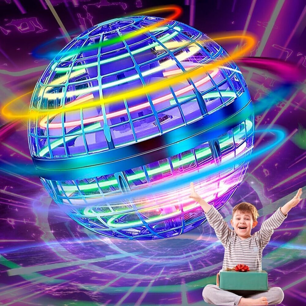 Flying Orb Ball Toy - 2025 Upgraded Magic Flying Orb Toy with LED Light 360°Rota